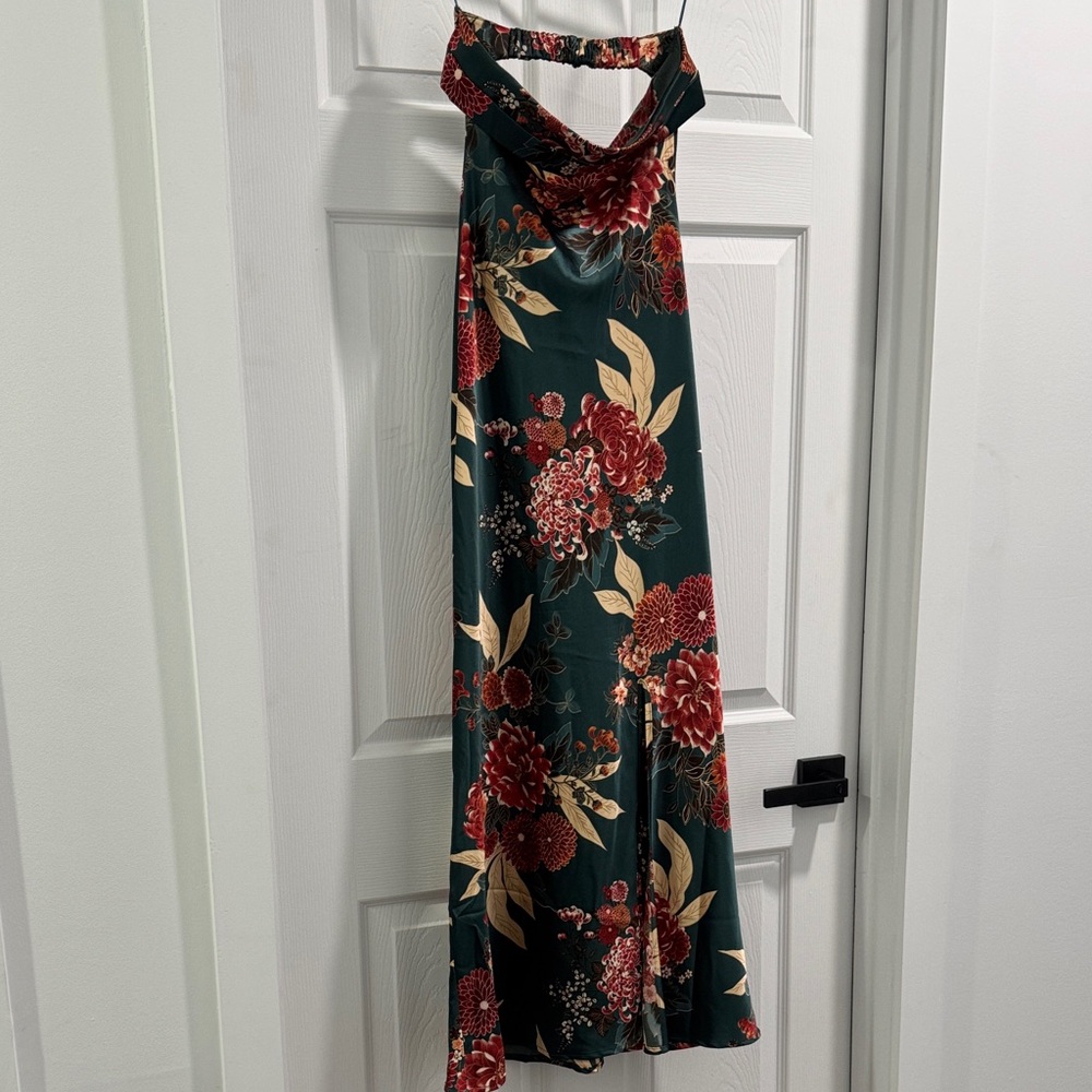 Altar'd State Strapless Floral Dress - Green and Red